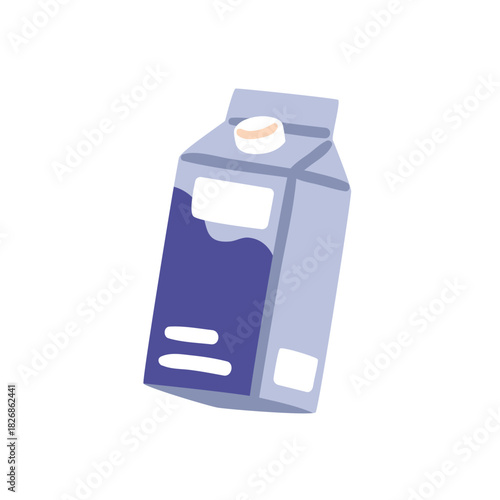 Milk box, carton package icon. Abstract liquid dairy produce in cardboard pack. Milky beverage, protein drink, healthy product, nutrition. Flat vector illustration isolated on white background.