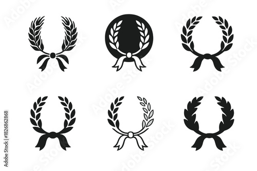 Traditional Festival Logos. traditional festivals. Icon set. Set Logo of traditional festivals: harvest wreath with ribbons. harmonious logo variations of the