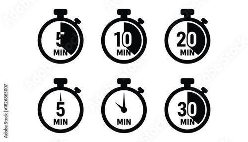 Timer countdown clock icons set vector illustration design