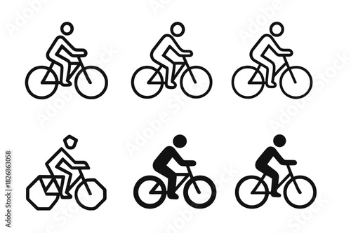 Urban Cycling Logos. Bicycles & Outdoor Activities. Icon set. Set Logo of urban cycling: commuter on city bike. harmonious logo variations of the