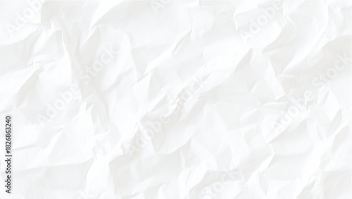 Crumpled white paper texture background with irregular folds and creases Vector, illustration