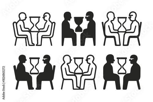 Therapist Icon Variations. A Therapist Listening Attentively to a Patient During a Counseling Session. Icon set. Set Logo of A Therapist Listening Attentively