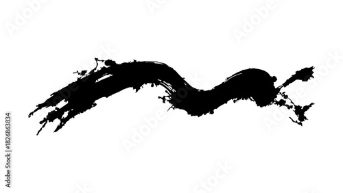 Abstract black ink grunge brush stroke on white background, design element Vector, illustration