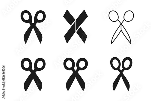 Costume Design Logo Variations. Costume Design Sketches. Icon set. Set Logo of Costume Design Sketches: tailor scissors. harmonious logo variations of the same