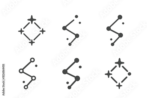 Constellation Logo Variations. Sky. Icon set. Set Logo of sky: constellation design. harmonious logo variations of the same emblematic concept, each with