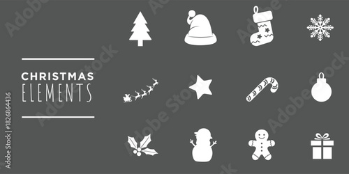 Simple Line Art Assets for Seasonal Celebration, Family Greetings, and Gift Tag Decor. Perfect for Invitations, Flyers, and Brand Promotions. 