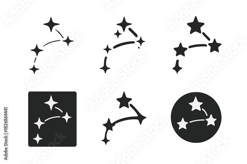 Constellation Logo Variations. Sky. Icon set. Set Logo of sky: constellation design. harmonious logo variations of the same emblematic concept, each with