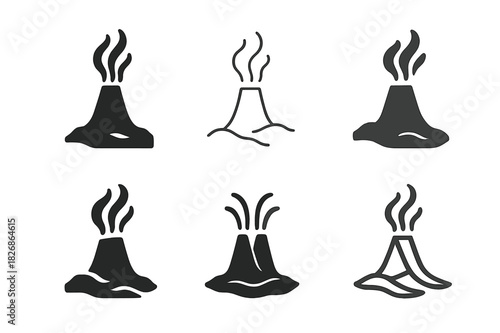 Ocean Floor Icons. Ocean floor. Icon set. Set Logo of Ocean floor: Hydrothermal vent. harmonious logo variations of the same emblematic concept (Flat solid,