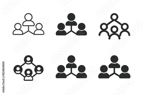 Networking Logo Variations. Networking for success. Icon set. Set Logo of networking: connected people nodes. harmonious logo variations of the same emblematic