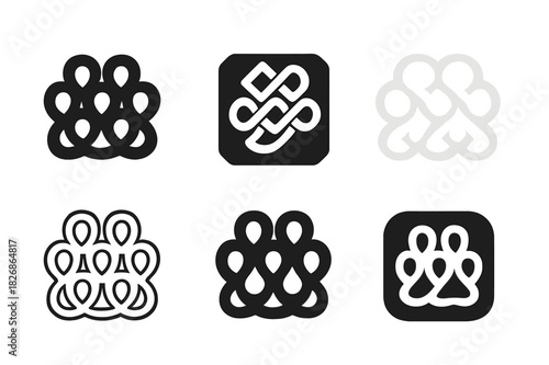 Bath Mat Texture Variations. Bath Mat Texture. Icon set. Set Logo of Bath Mat Texture: looped cotton surface. harmonious logo variations of the same emblematic