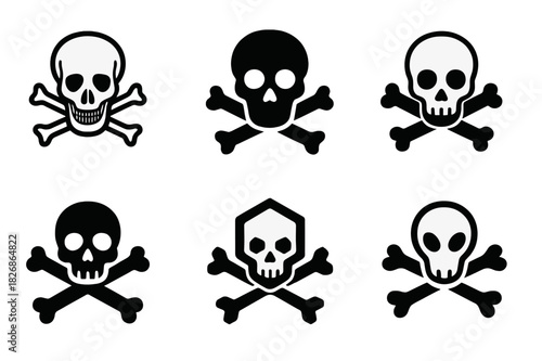 Hazard Icon Artistry. Chemical safety labels. Icon set. Set Logo of hazard communication: toxic skull icon. harmonious logo variations of the same emblematic