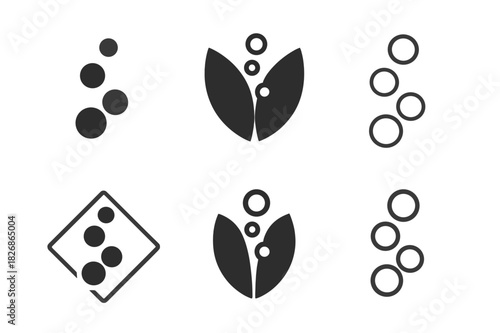 Weightlessness Icons Collection. Weightlessness. Icon set. Set Logo of weightlessness: Floating bubbles in air. harmonious logo variations of the
