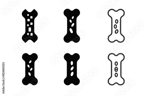 Bone Icon Set. The role of bones. Icon set. Set Logo of The role of bones: bone marrow. harmonious logo variations of the same emblematic concept, each with