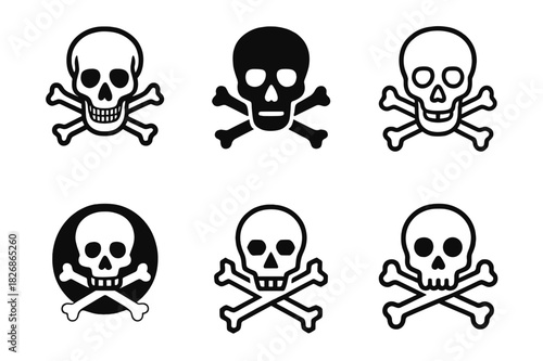 Hazard Icon Artistry. Chemical safety labels. Icon set. Set Logo of hazard communication: toxic skull icon. harmonious logo variations of the same emblematic
