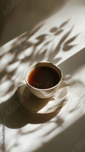 Morning Coffee With Soft Shadows and Light Creating a Serene Atmosphere