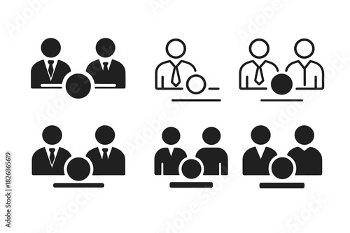 Mediation Logo Variations. Lawyers participating in alternative dispute resolution (mediation). Icon set. Set Logo of Lawyers participating in alternative