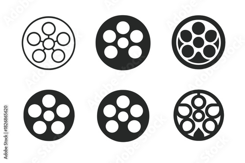 Passover Icon Variations. Passover Haggadah. Icon set. Set Logo of Passover Haggadah: Seder Plate. harmonious logo variations of the same emblematic concept,