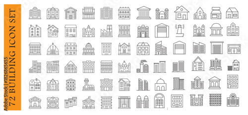 set of building vector icons. 72 icons in this vector file.