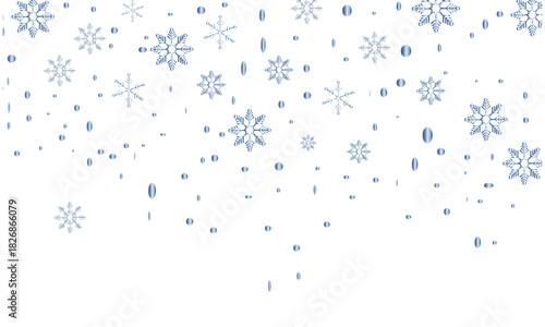 Snow snowfall snowflakes Pattern design. Minimal winter backdrop featuring scattered  snowflakes gently falling on a clean  background, ideal for seasonal designs and holiday themes.