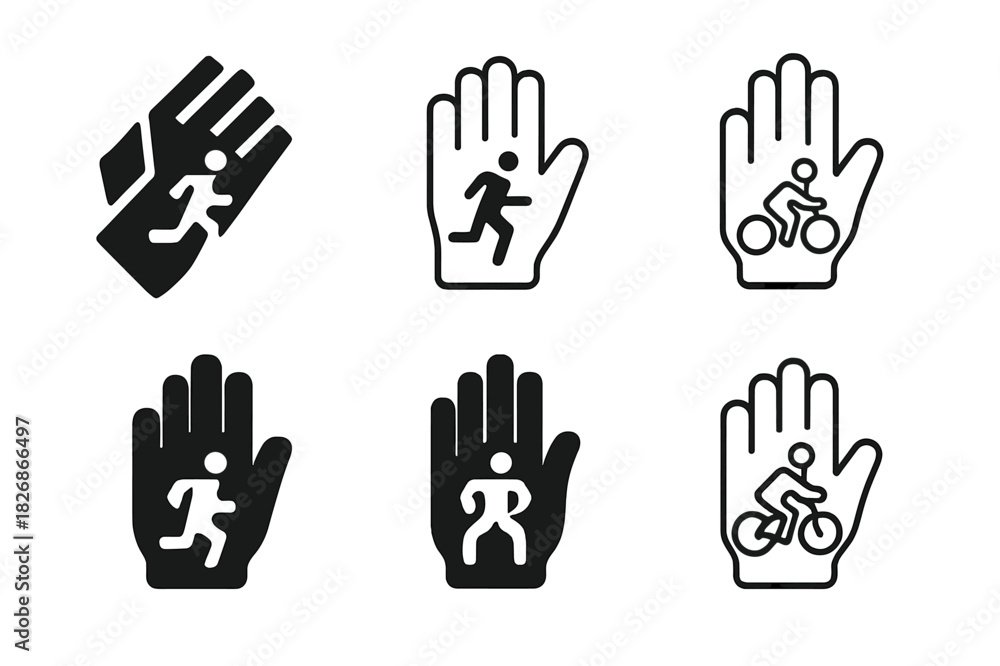 Obraz premium Cool Weather Activity Logos. Outdoor activities in cooler weather (running, cycling). Icon set. Set Logo of Outdoor activities in cooler weather (running,