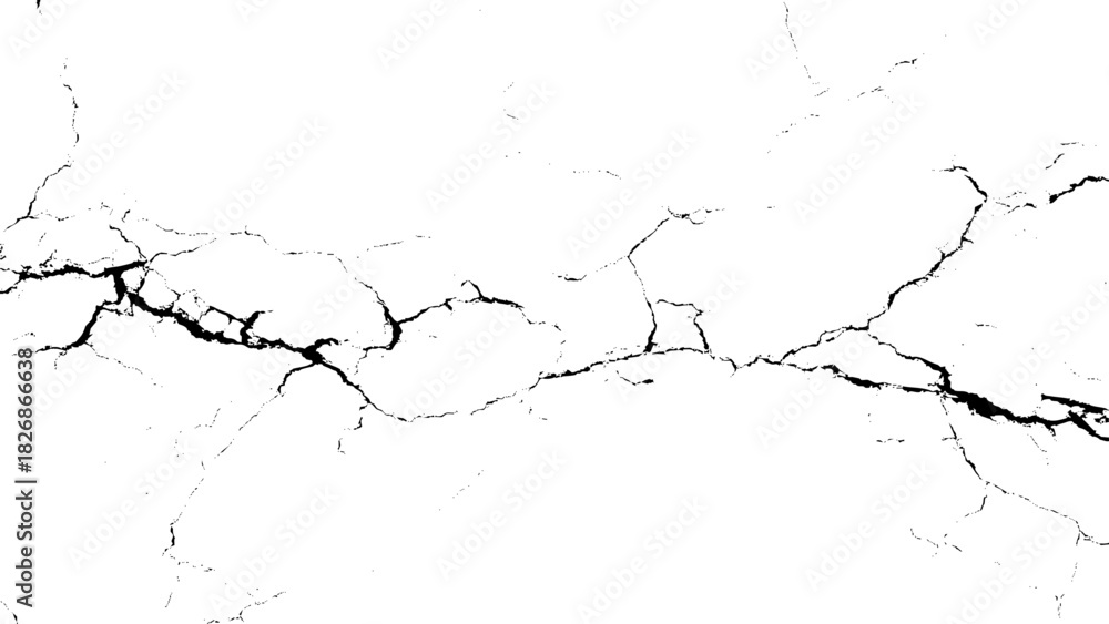 Fototapeta premium Distressed concrete crack texture overlay, grunge surface damage pattern Vector, illustration