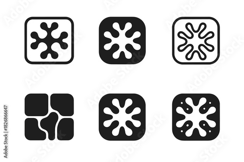 Bone Logo Set. The role of bones. Icon set. Set Logo of The role of bones: trabeculae. harmonious logo variations of the same emblematic concept, each with