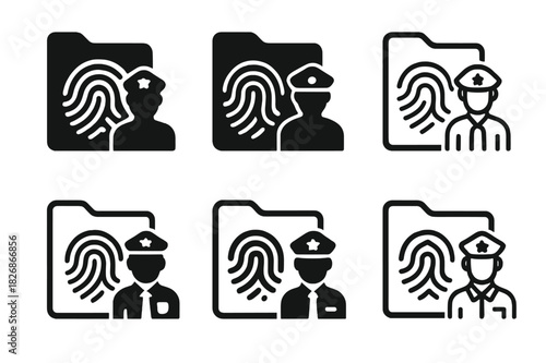 Law Enforcement Logos. Law enforcement agents handling legal documentation and investigations. Icon set. Set Logo of Law enforcement agents handling legal