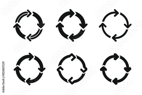 Circular Supply Chain Icons. Circular supply chains. Icon set. Set Logo of circular supply chains: interconnected arrows forming a loop. harmonious logo