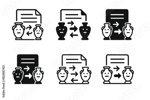 Cultural Artifact Exchange Logos. The Exchange of Cultural Artifacts and Historical Items. Icon set. Set Logo of The Exchange of Cultural Artifacts and