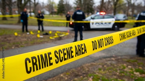 Wallpaper Mural Crime Scene Investigation: Police Tape and Officers at Scene Torontodigital.ca