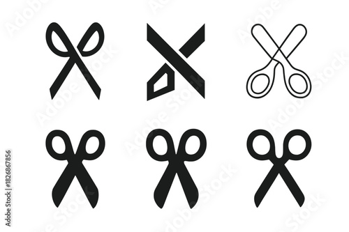 Costume Design Logo Variations. Costume Design Sketches. Icon set. Set Logo of Costume Design Sketches: tailor scissors. harmonious logo variations of the same
