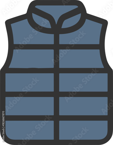 Flat vector icon of blue puffer vest