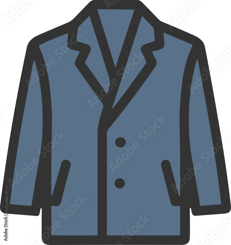 Stylish blue overcoat vector flat icon