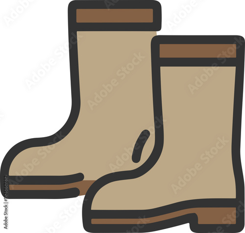 Flat icon of beige winter or rain boots