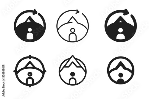 Storytelling Logos Collection. storytelling practices. Icon set. Set Logo of storytelling practices: hero?s journey circular map. harmonious logo variations of