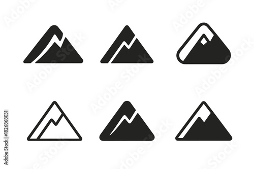 Storytelling Logo Variations. storytelling practices. Icon set. Set Logo of storytelling practices: plot mountain diagram with rising action. harmonious logo