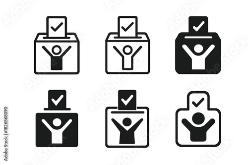 Human Rights Icons. Human rights. Icon set. Set Logo of Human rights: ballot box with checkmark. harmonious logo variations of the same emblematic concept,