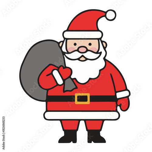A classic depiction of Santa Claus with his traditional red attire and a sack, ready to deliver Christmas gifts