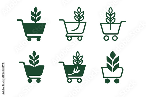 Agricultural Trade Icons. Trade in agricultural products and commodities. Icon set. Set Logo of trade in agricultural products and commodities: marketplace