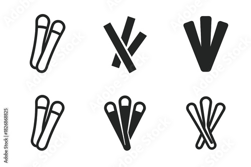 Neon Theme Icons. Themed parties and events. Icon set. Set Logo of Themed parties and events: neon glowstick bundle. harmonious logo variations of the same