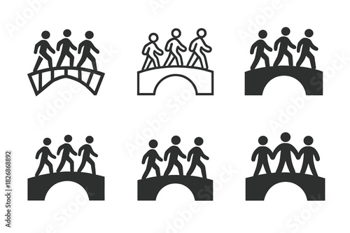 Social Change Emblem Set. Community leaders and activists working toward social change. Icon set. Set Logo of Community leaders and activists working toward