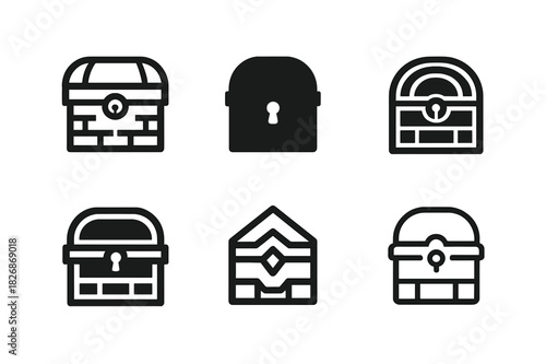Family Heritage Emblems. Family Heritage Wall. Icon set. Set Logo of Family Heritage Wall: keepsake box. harmonious logo variations of the same emblematic