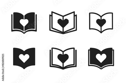 Mental Health Icons. Mental health support for students and young adults. Icon set. Set Logo of Mental health support for students and young adults: open book