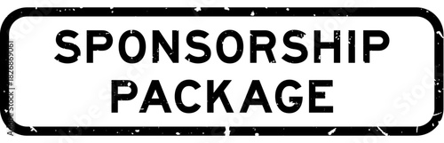 Grunge black sponsorship package word square rubber seal stamp on white background