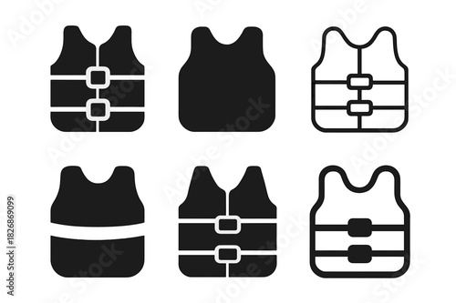 Jet Ski Logo Designs. Jet skiing. Icon set. Set Logo of Jet skiing: life jacket emblem. harmonious logo variations of the same emblematic concept, each with