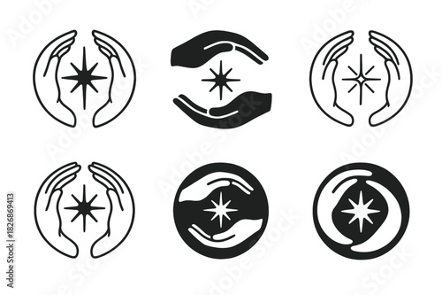 Religious Identity Icons. The relationship between religion and personal identity. Icon set. Set Logo of The relationship between religion and personal