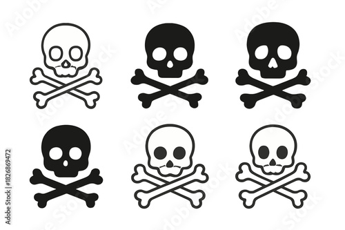 Bone Emblem Icons. The role of bones. Icon set. Set Logo of The role of bones: skull. harmonious logo variations of the same emblematic concept, each with