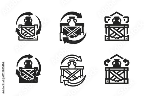 Cultural Artifact Logos. The Exchange of Cultural Artifacts and Historical Items. Icon set. Set Logo of The Exchange of Cultural Artifacts and Historical