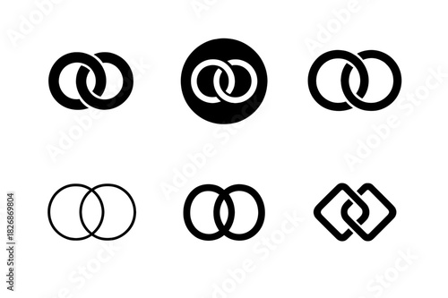 Blended Family Logos. Relationship dynamics in blended families. Icon set. Set Logo of blended families: intertwined rings symbolizing unity. harmonious logo