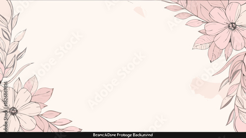 Soft pink floral border with copy space on cream background